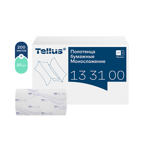 ТОРК Tellus Полотенца бумажные Моносложение, H3, V сложение  категория качества Премиум, 2-сл