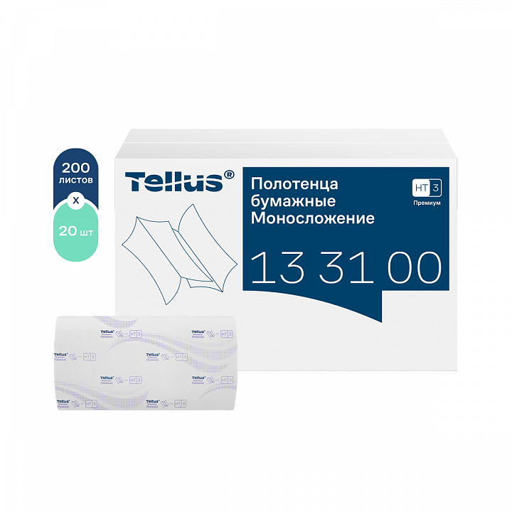 ТОРК Tellus Полотенца бумажные Моносложение, H3, V сложение  категория качества Премиум, 2-сл