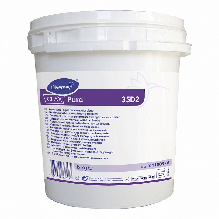 КЛАКС Pura 35D2 6Kg / Бесфосфатное порошковое средство для воды любой жесткости
