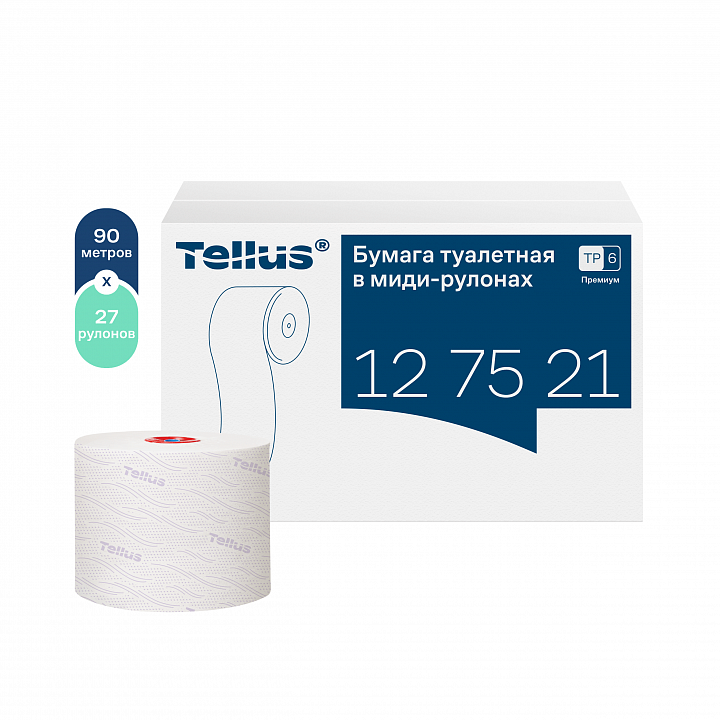 ТОРК Tellus туалетная бумага в миди-рулонах мягкая, премиум, 2сл