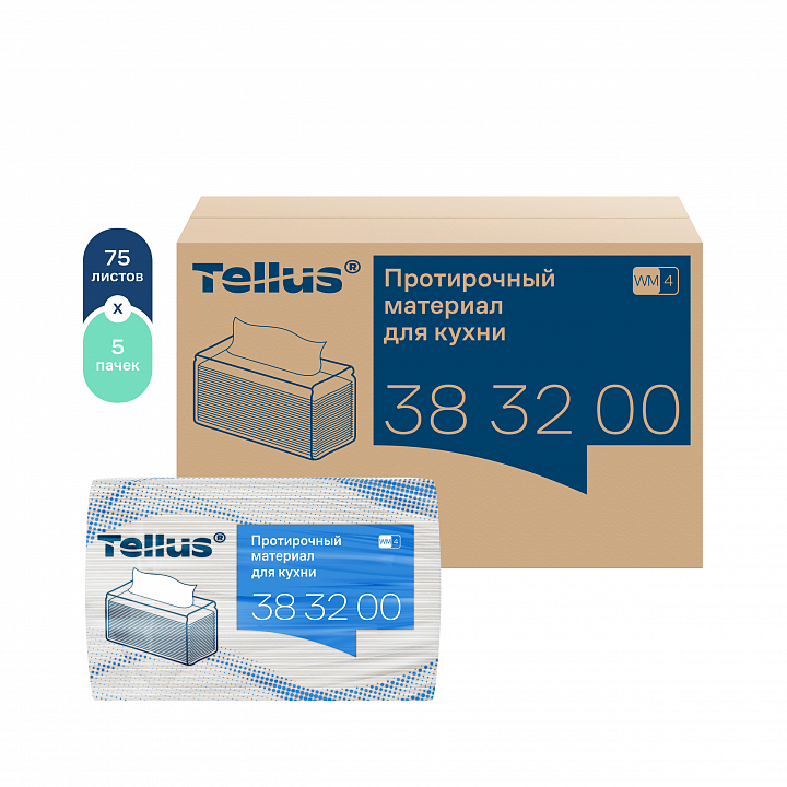 ТОРК Tellus нетканый протирочный материал для кухни 1 слой 75 листов  (5шт/кор)